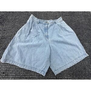 Russ Blue Denim Shorts Womens 18W Light Blue Excellent Pleated High Rise 90s